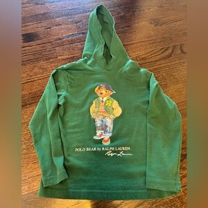 💚 🐻 NWOT Polo by Ralph Lauren Kids Green Hoodie with Polo Bear Graphic - 5T